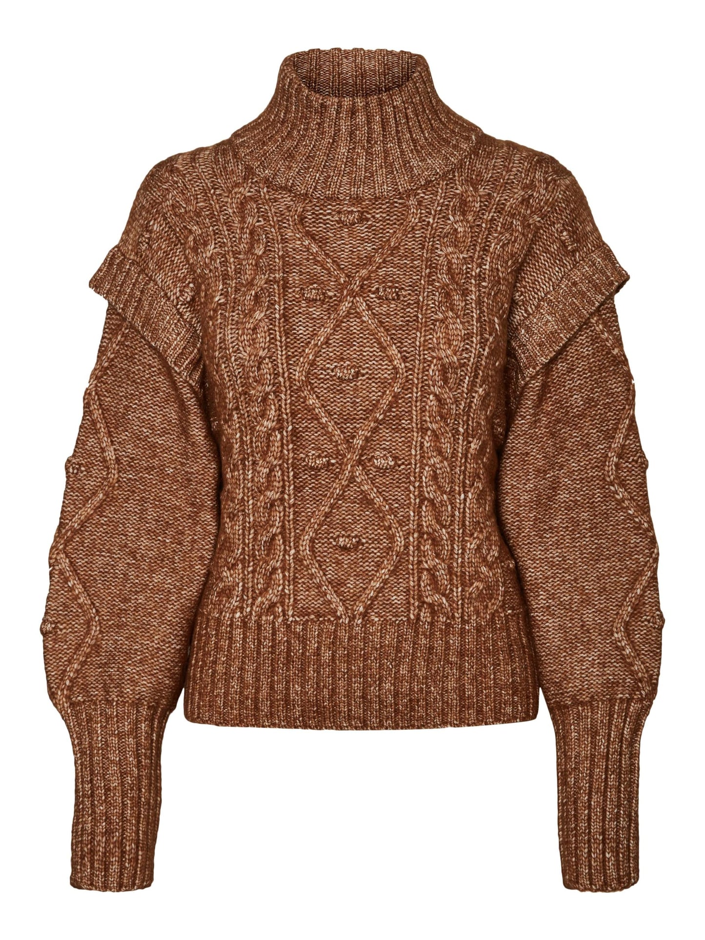 VERO MODA Suéter Feminino Marrom Tamanho Grande