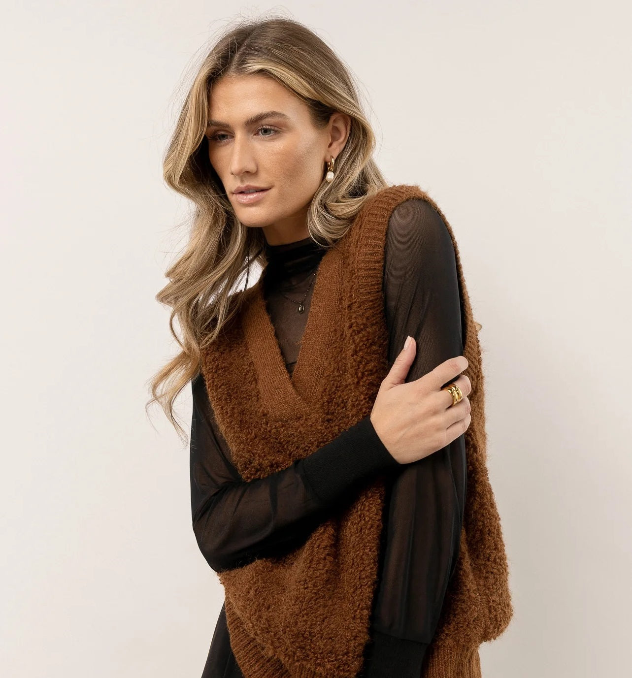 VERO MODA Colete Lucia Feminino Marrom Tamanho Médio