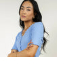 VERO MODA Top Hailey Canelado Feminino Azul Tamanho Grande