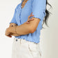 VERO MODA Top Hailey Canelado Feminino Azul Tamanho Grande