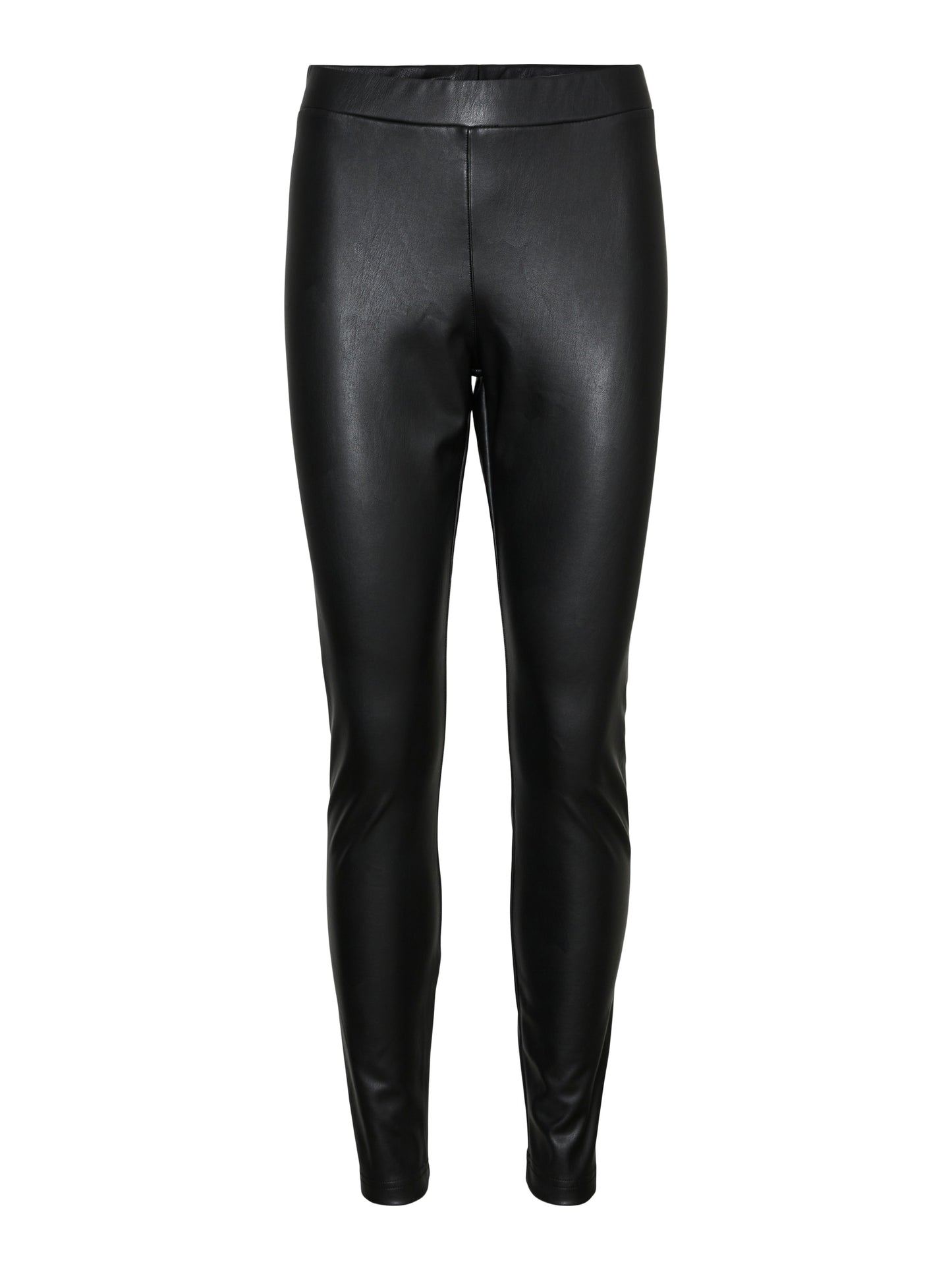 Calça de couro vegano Pepper feminina VERO MODA, preta, tamanho X-S