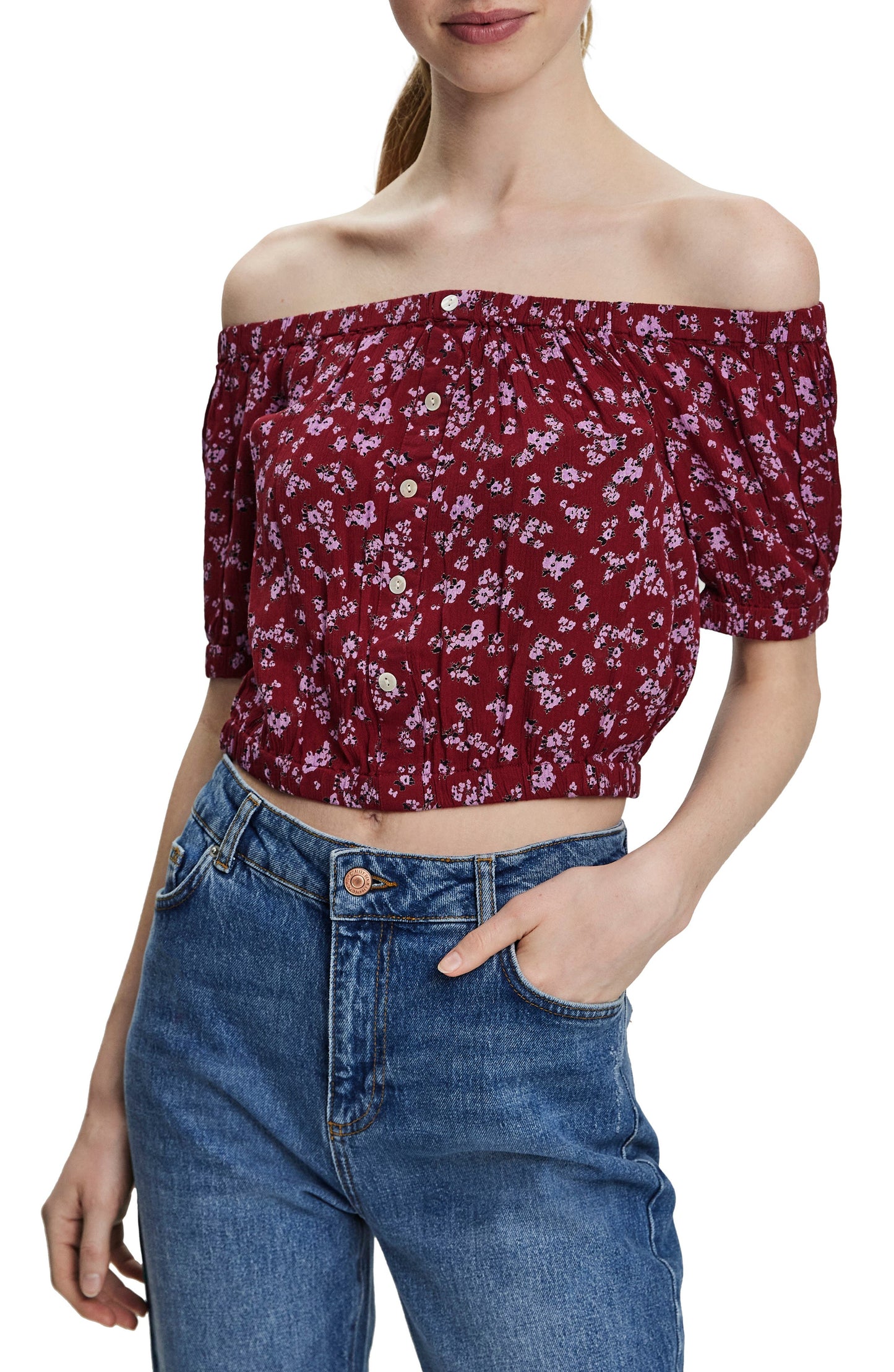 VERO MODA Top Tatum Floral Feminino Vermelho Tamanho X-Grande