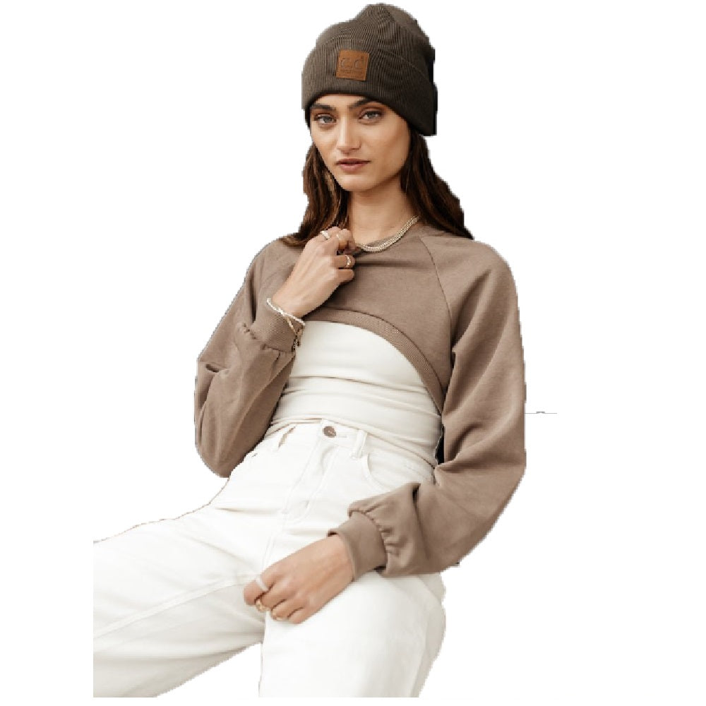 VERO MODA Suéter feminino Alia Ultra Cropped marrom tamanho médio