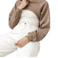 VERO MODA Suéter feminino Alia Ultra Cropped marrom tamanho médio