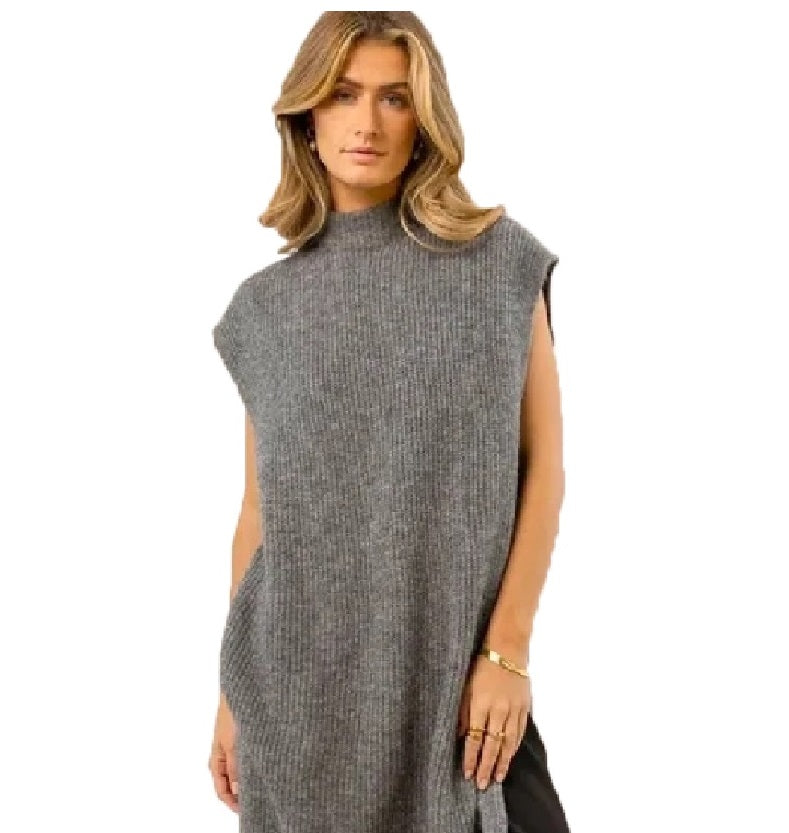 Colete longo Devi feminino VERO MODA cinza