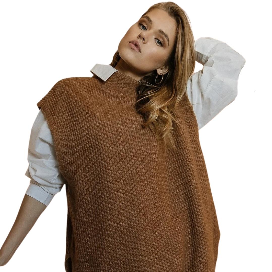Colete longo Devi feminino VERO MODA marrom