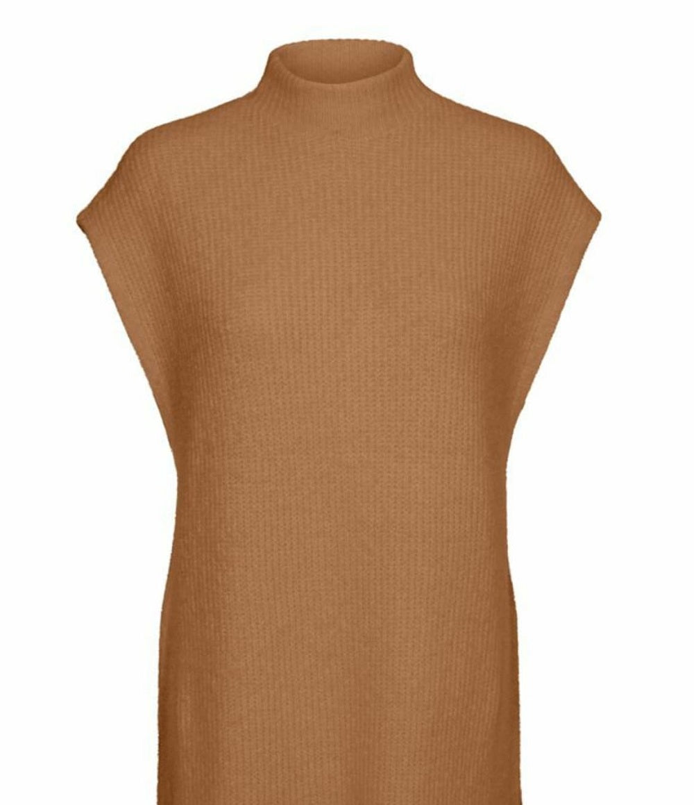 Colete longo feminino Vero Moda Devi marrom tamanho grande