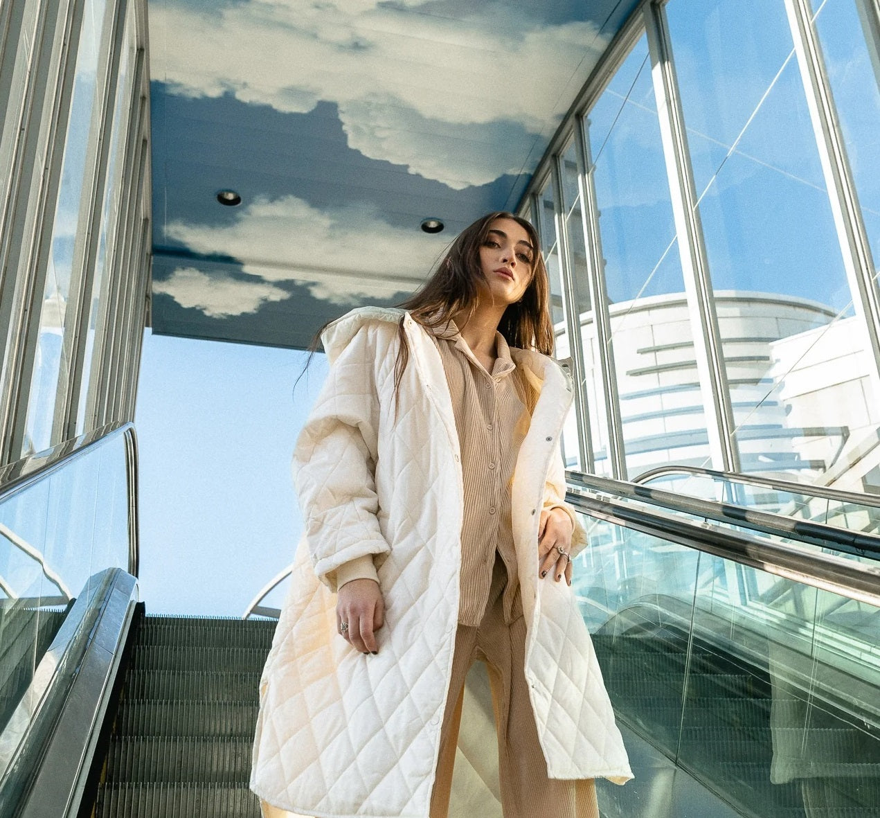 VERO MODA Jaqueta longa feminina Donna branca tamanho grande