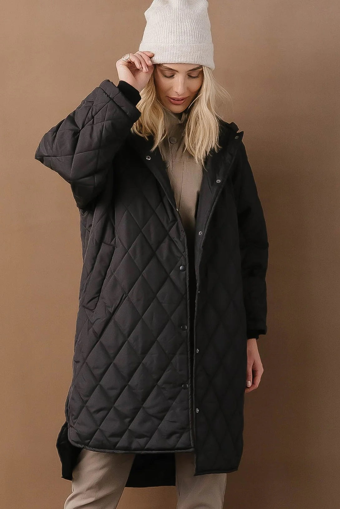 VERO MODA Jaqueta longa feminina Donna preta tamanho pequeno