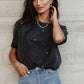 Camiseta feminina VERO MODA Isaiah com tachas, preta, tamanho pequeno