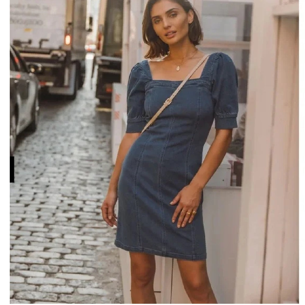Vestido jeans feminino Lille azul VERO MODA