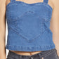 VERO MODA Top Feminino Sandy Cutline Azul Tamanho Grande