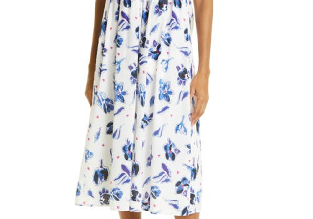 Vestido Admore de algodão orgânico com estampa floral e babados, tamanho tulipa azul, tamanho 8, EUA