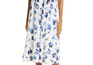 Vestido Admore de algodão orgânico com estampa floral e babados, tamanho tulipa azul, tamanho 8, EUA