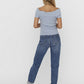 VERO MODA Top Gabriella Canelado Feminino Azul Tamanho Grande