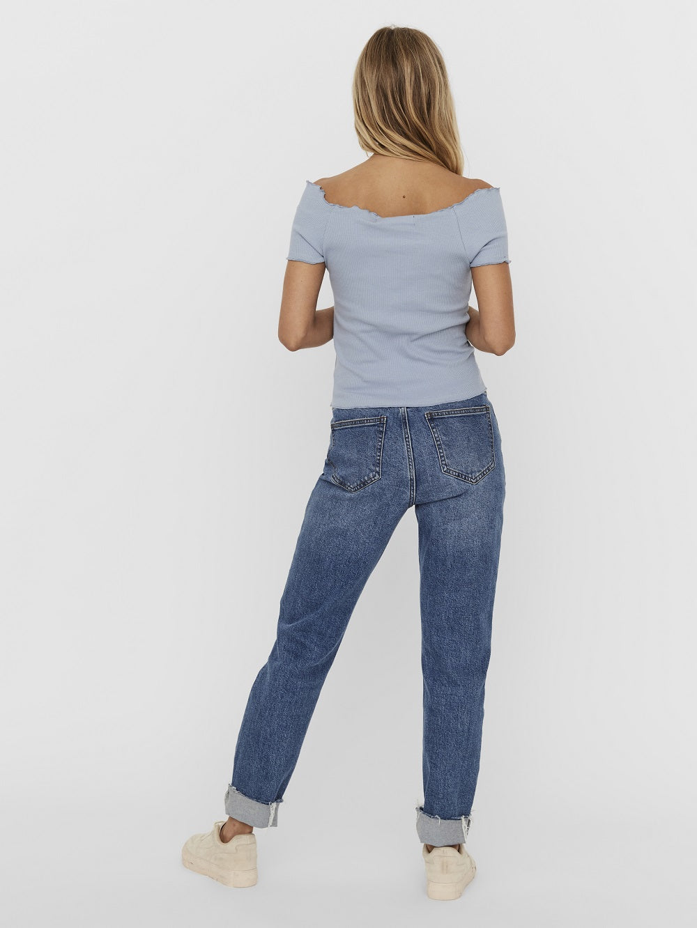VERO MODA Top Gabriella Canelado Feminino Azul Tamanho Grande