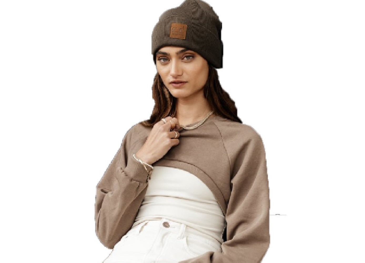 VERO MODA Suéter feminino Alia Ultra Cropped marrom tamanho pequeno