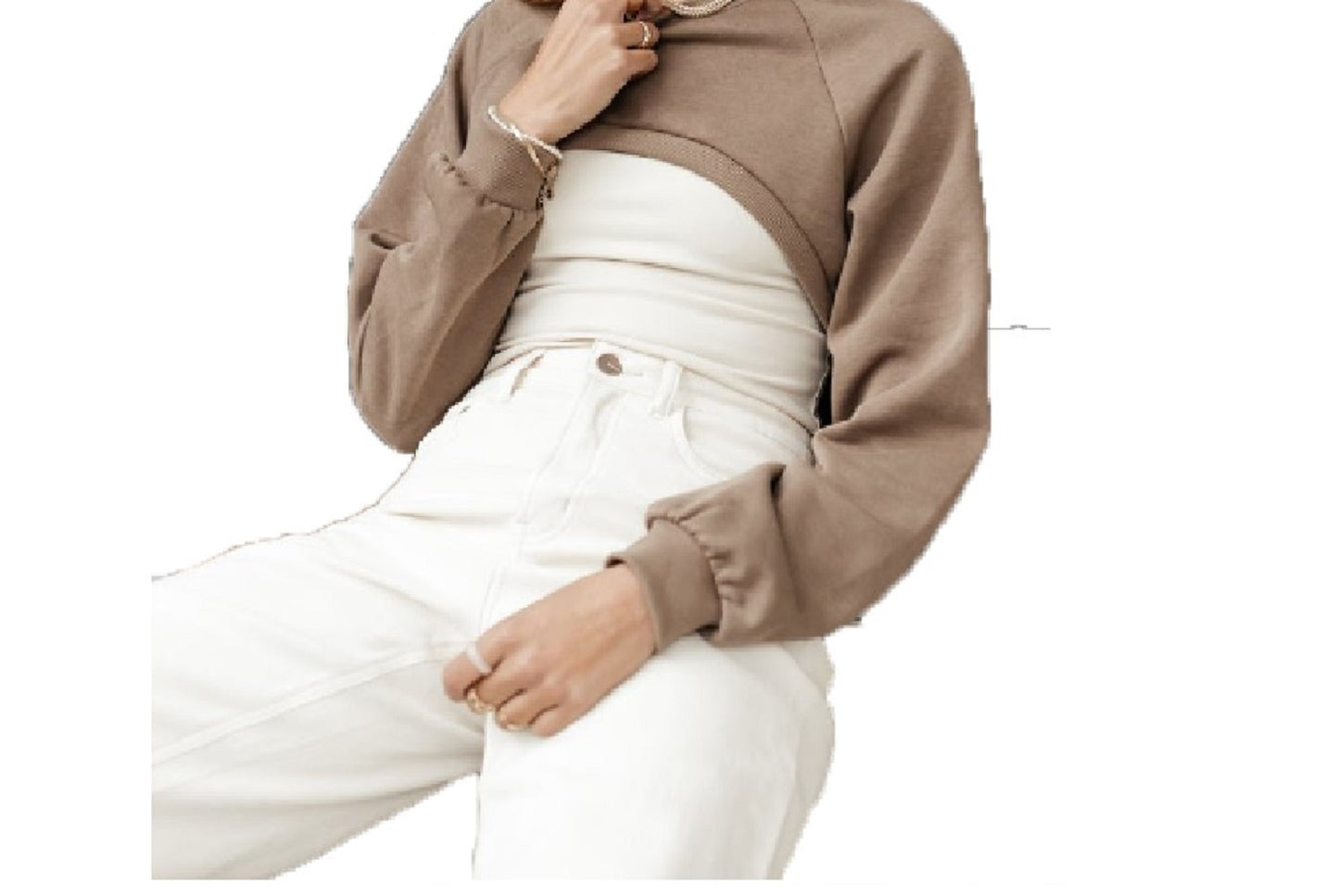 VERO MODA Suéter feminino Alia Ultra Cropped marrom tamanho pequeno
