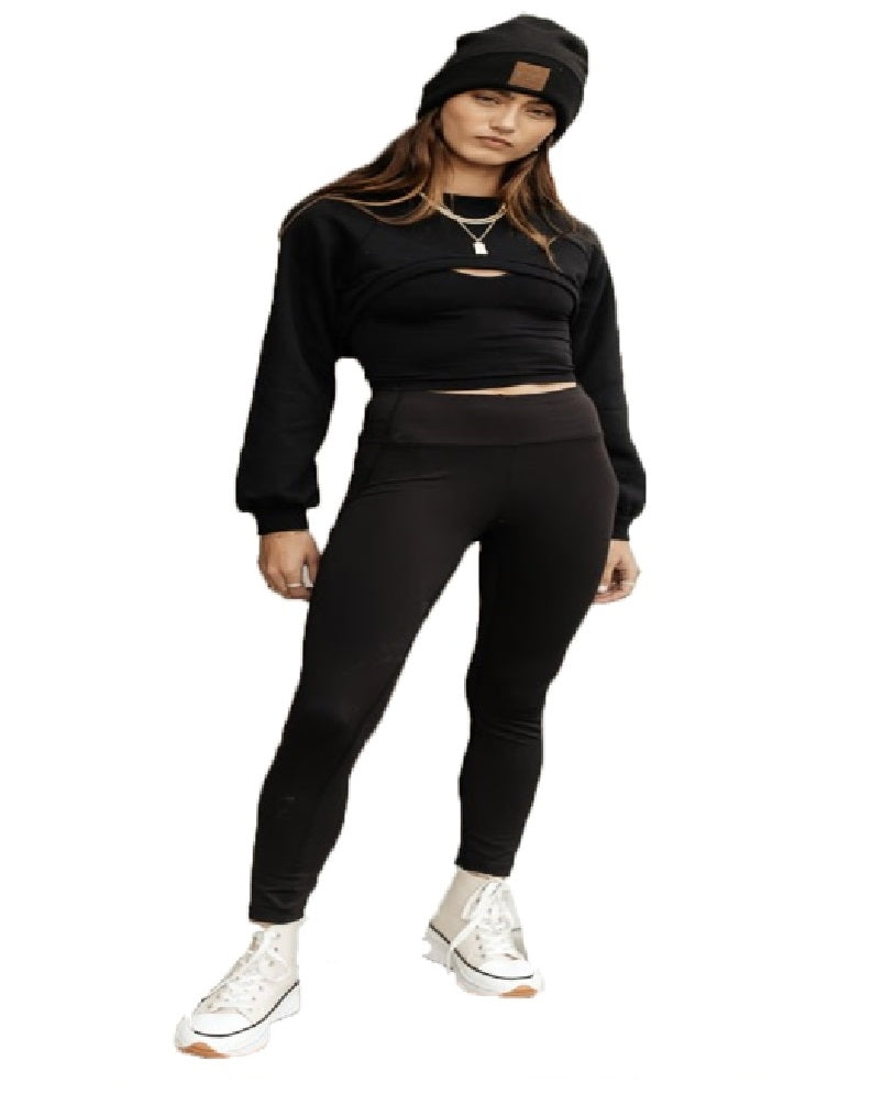 VERO MODA Suéter feminino Alia Ultra Cropped Preto