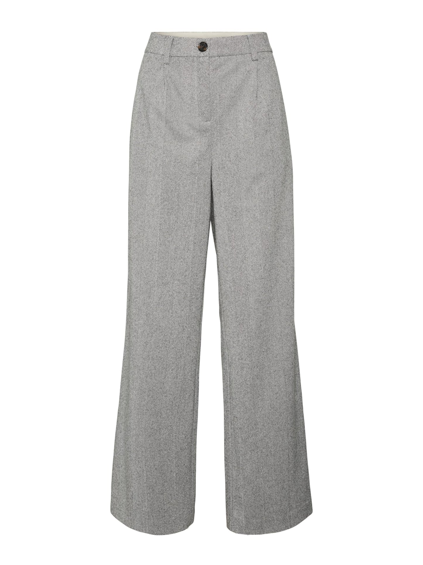 Calça feminina VERO MODA com pregas frontais cinza, tamanho 42