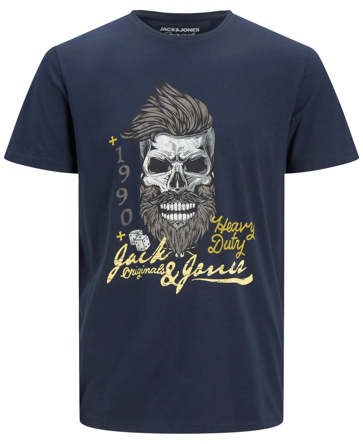 Camiseta masculina com estampa gráfica e logotipo Jordome da Jack &amp; Jones, tamanho grande, azul