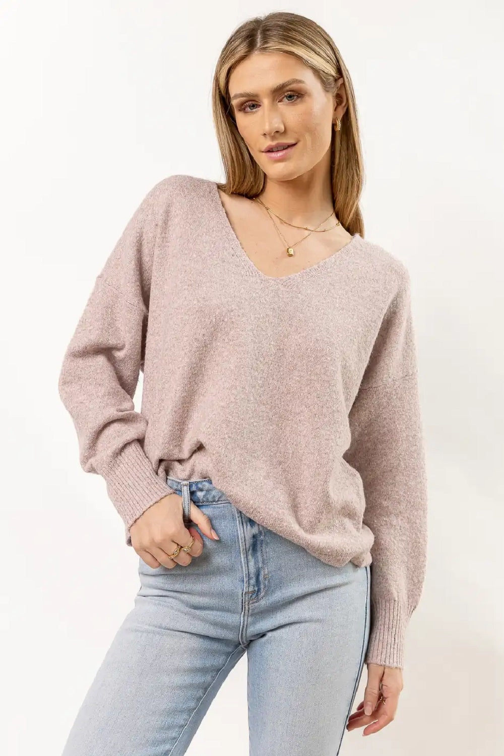 VERO MODA Suéter Aubree Heathered Feminino Rosa Tamanho Grande