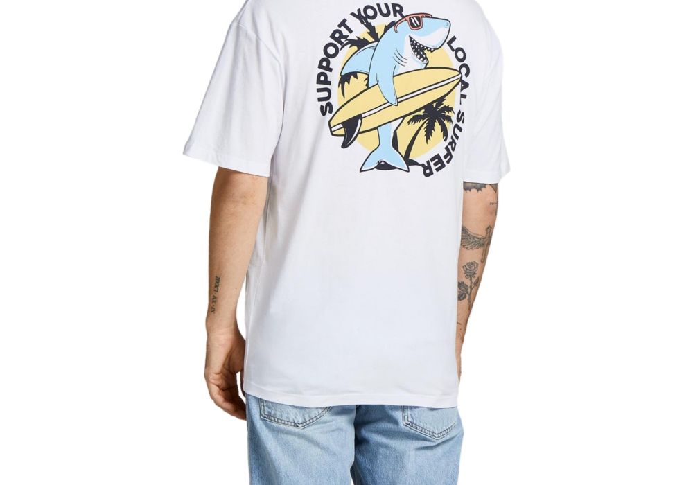 Camiseta masculina Jack &amp; Jones JJChiller Paradise, branca, tamanho extragrande