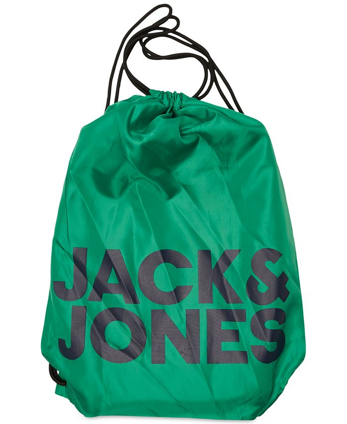 Conjunto de 3 peças de calção de banho masculino Jack &amp; Jones, toalha e bolsa de praia com cordão, verde, tamanho médio