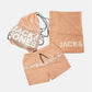 Conjunto de 3 peças de calção de banho masculino Jack &amp; Jones, toalha e bolsa de praia com cordão, rosa, tamanho pequeno
