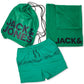 Conjunto de 3 peças de calção de banho masculino Jack &amp; Jones, toalha e bolsa de praia com cordão, verde, tamanho extragrande
