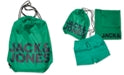 Conjunto de 3 peças de calção de banho masculino Jack &amp; Jones, toalha e bolsa de praia com cordão, verde, tamanho extragrande