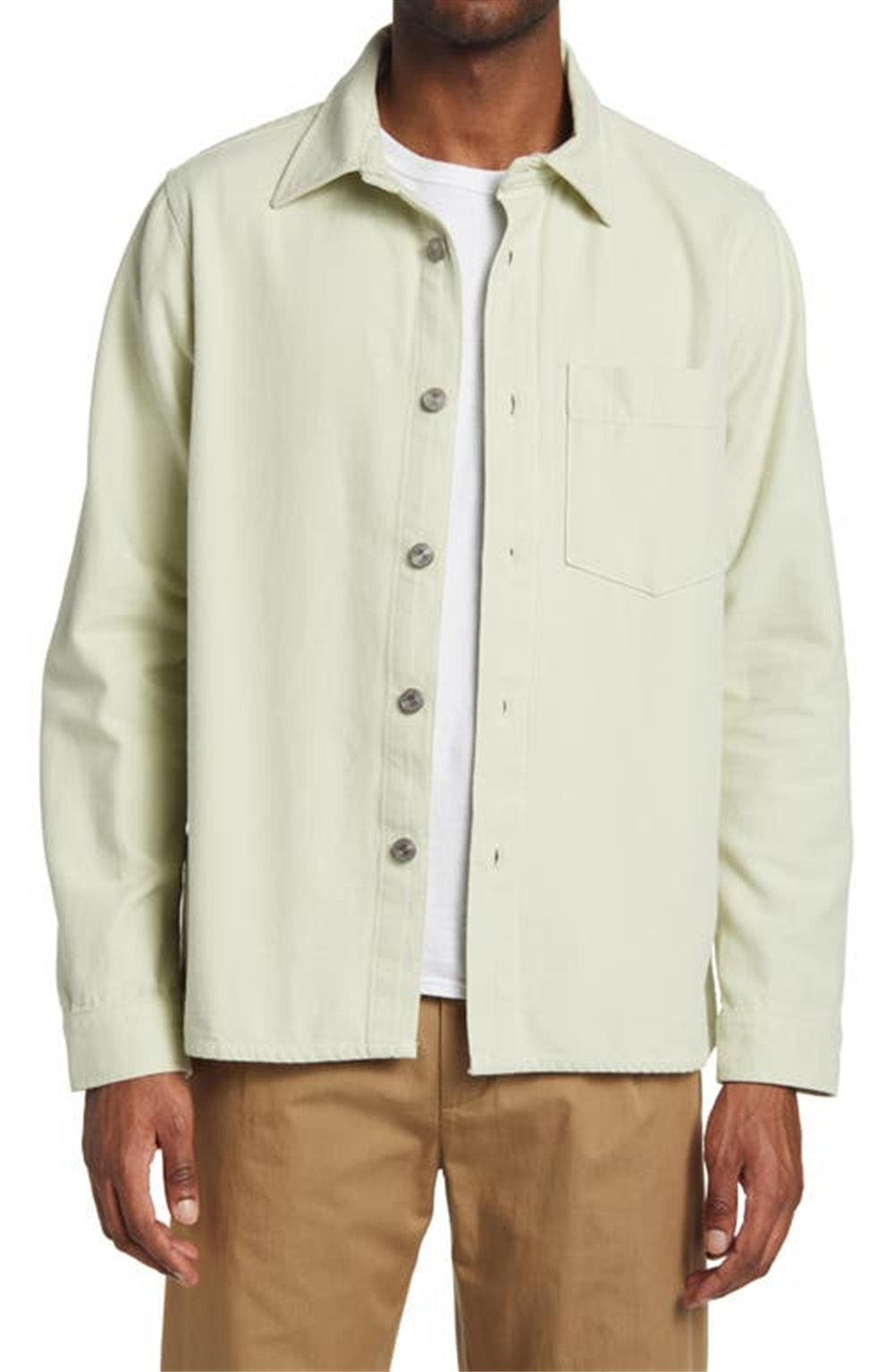 Camisa de botões de algodão orgânico Nn07 Peter 1868, tamanho GG, menta