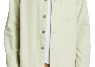 Camisa de botões de algodão orgânico Nn07 Peter 1868, tamanho GG, menta