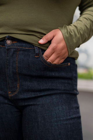 Judy Blue - Calça jeans skinny bordada com bolso traseiro e cintura alta