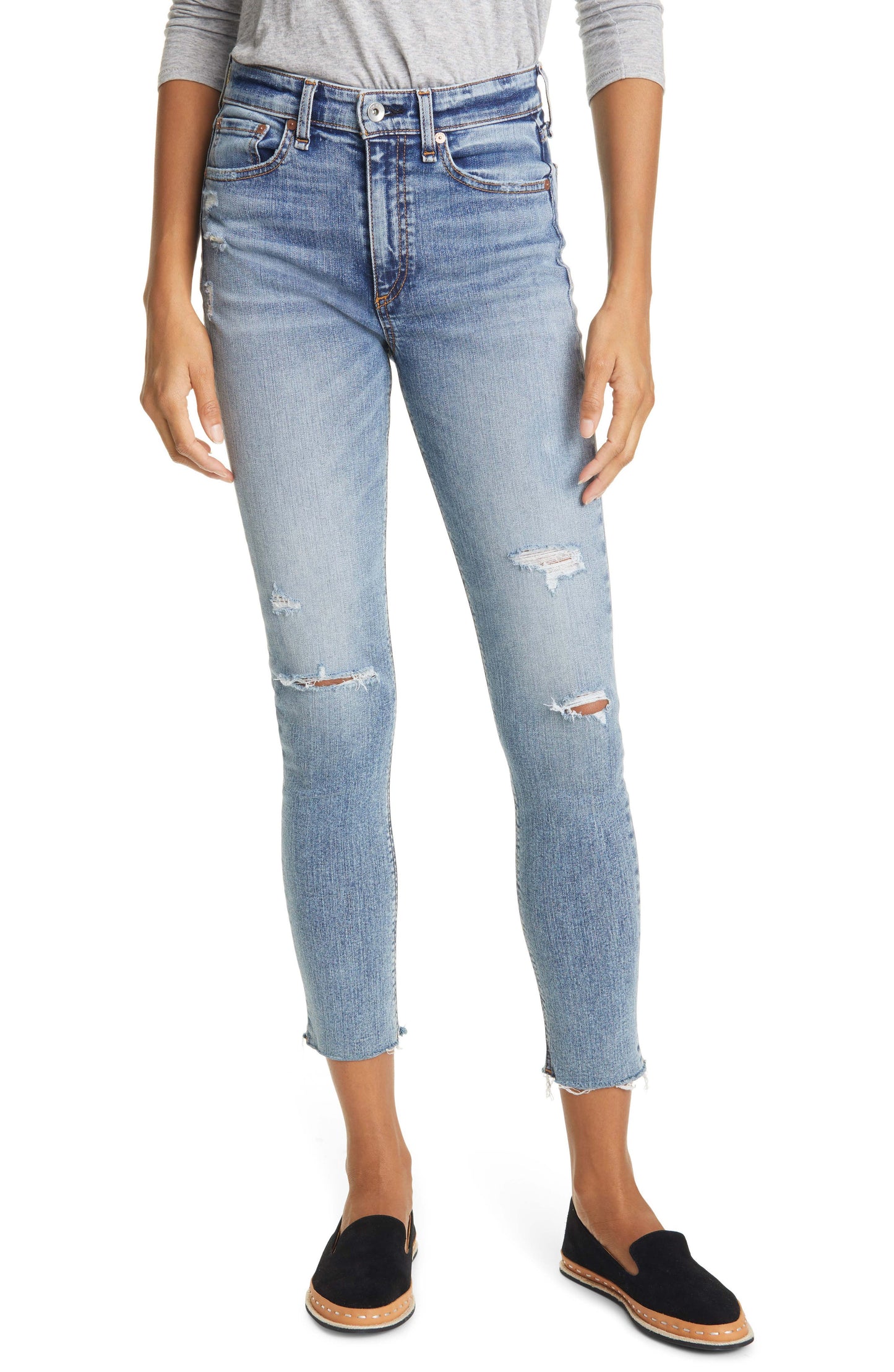 Nina Ripped High Waist Ankle Skinny Jeans - Size 26
