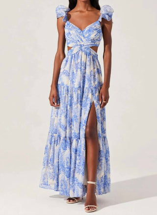 Astr - Vestido longo com fenda alta Fritillaria