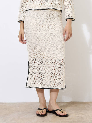 Apricot - Crochet Midi Skirt