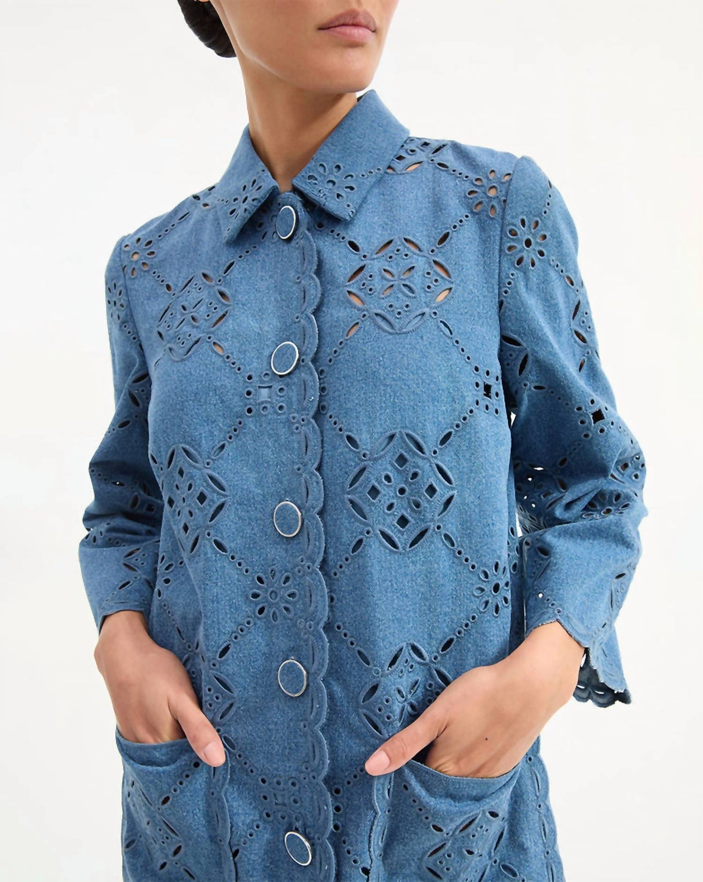 Veronica Beard - Erilyn Eyelet Mini Shirt Dress