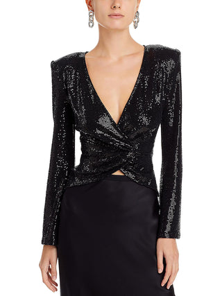 L'Agence Metallic Wrap Blazer Black Size XS