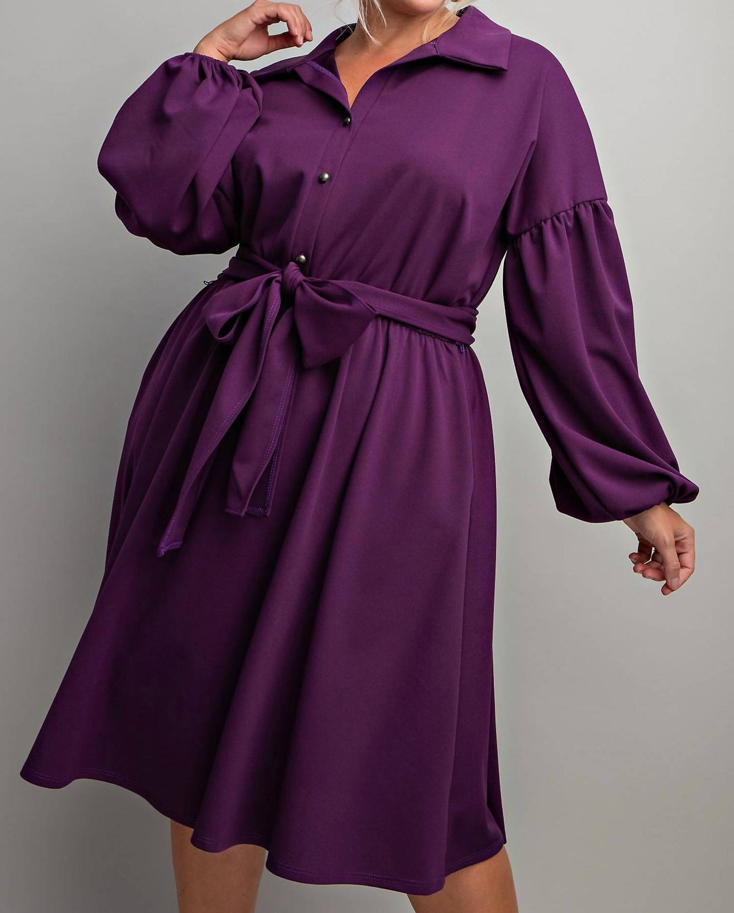 The Curve La - Plus Size Button Front Fit And Flare Dress With Pockets