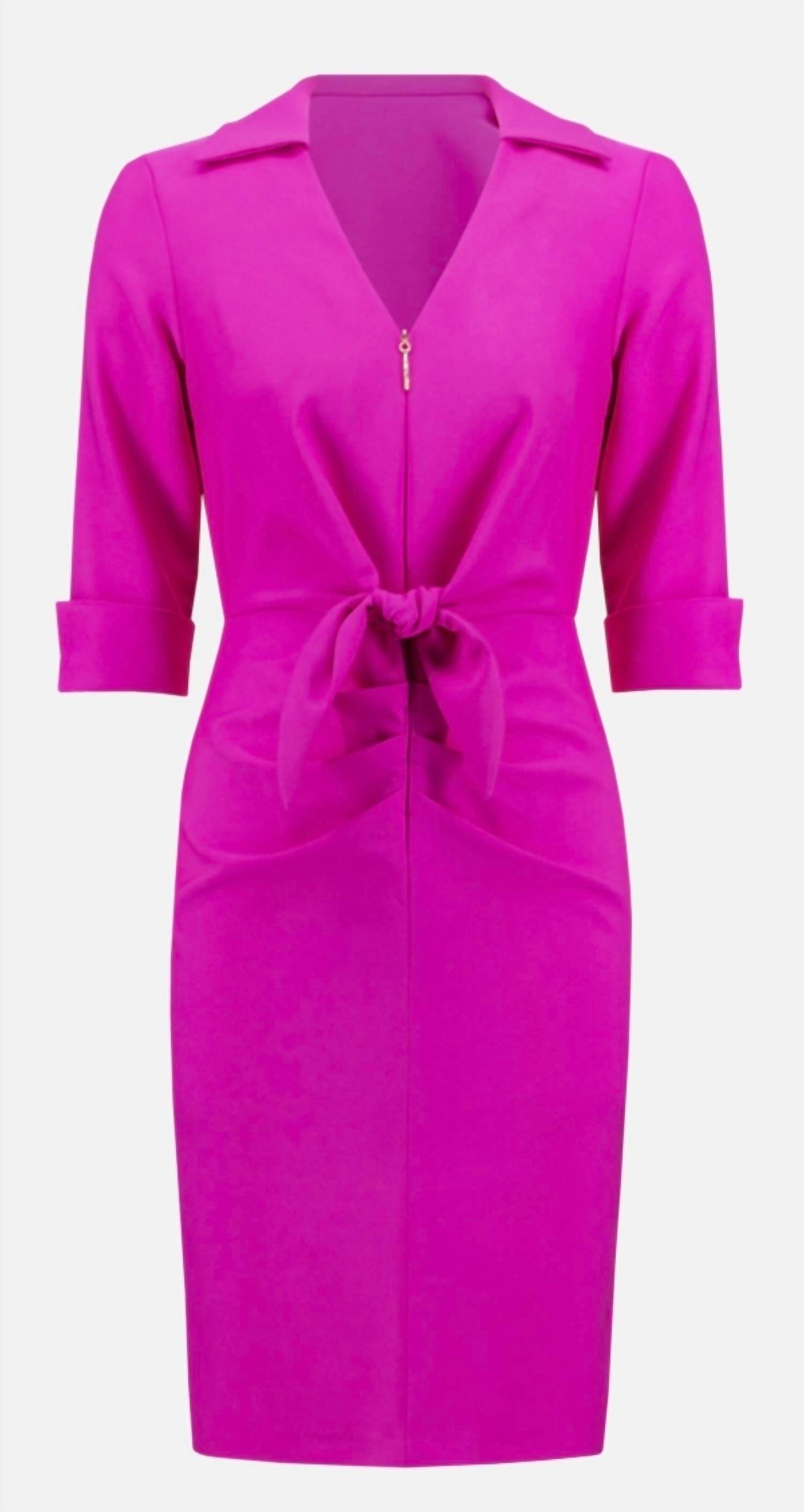 Joseph Ribkoff - 3/4 Sleeves V-neck Collared Dress