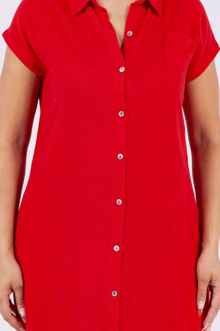 Paparazzi - Vestido midi liso em mistura de linho