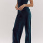 Entro - Velvet Sequin Bow Shoulder Jumpsuit