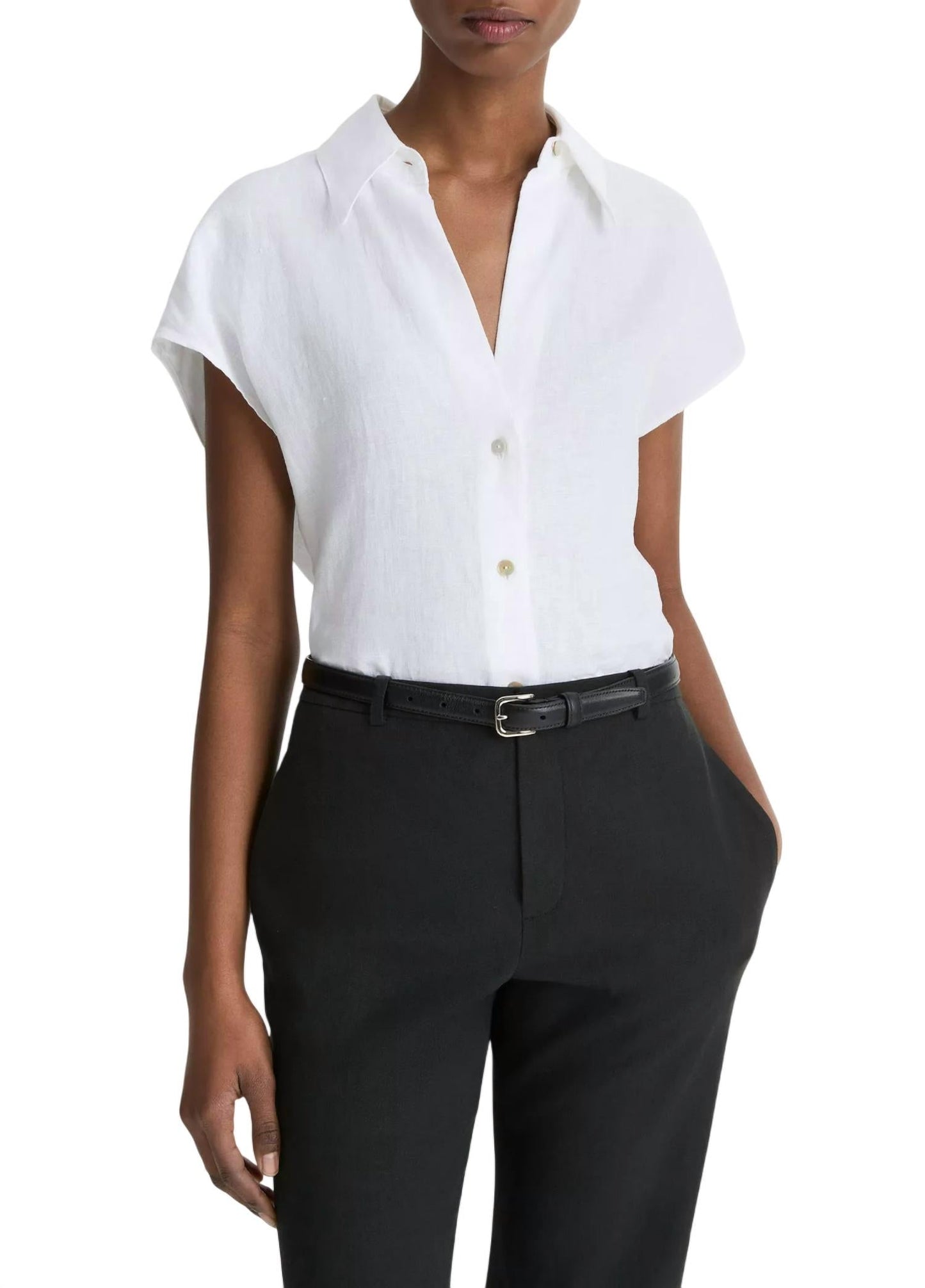 Vince - CAP SLEEVE BUTTON DOWN BLOUSE