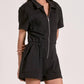 Elan - Short Sleeve Collared Sweatsuit Romper