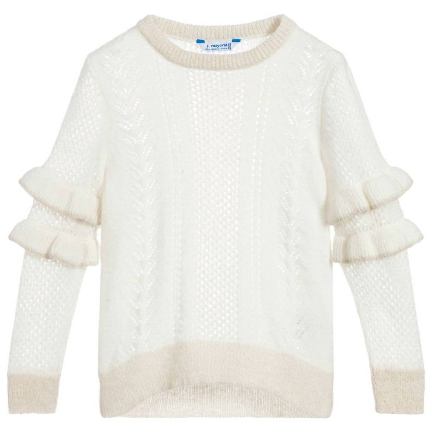 Mayoral - Girl's Ruffle Sleeve Shimmer Sweater