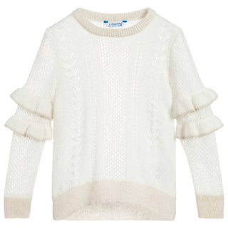Mayoral - Girl's Ruffle Sleeve Shimmer Sweater