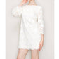 Ina - Floral Lace Three Quarter Sleeves Mini Dress