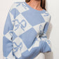 Pretty Garbage - Bow Checkered Knit Sweater