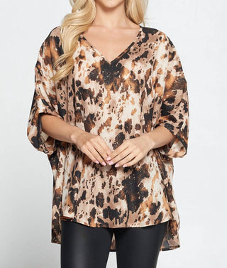 Adrienne - Leopard Print Poncho Tunic Top